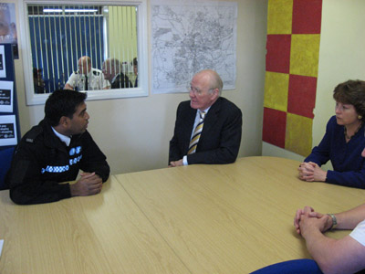 Ming visiting Gostwick Road Cop Shop, Bedford